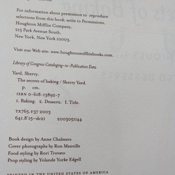 Secrets of Baking Sherry Yard - Simple Techniques for Sophisticated Desserts HC - Picture 5 of 8